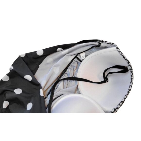 Woman's BLACK Polka Dot HALTER Swim Dress Bathing Suit TANKINI Top size Lg - Picture 4 of 4